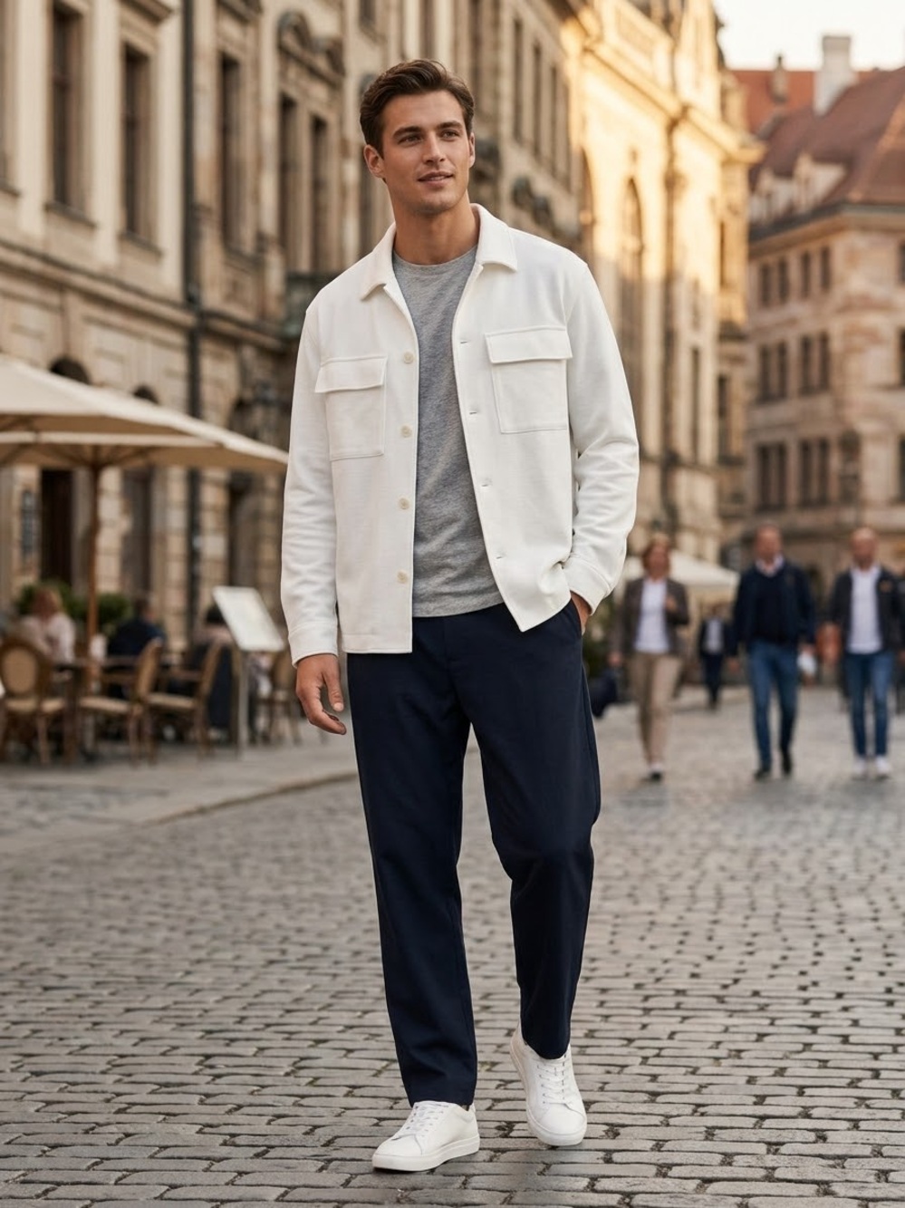 H&M White Lightweight Overshirt Jacket